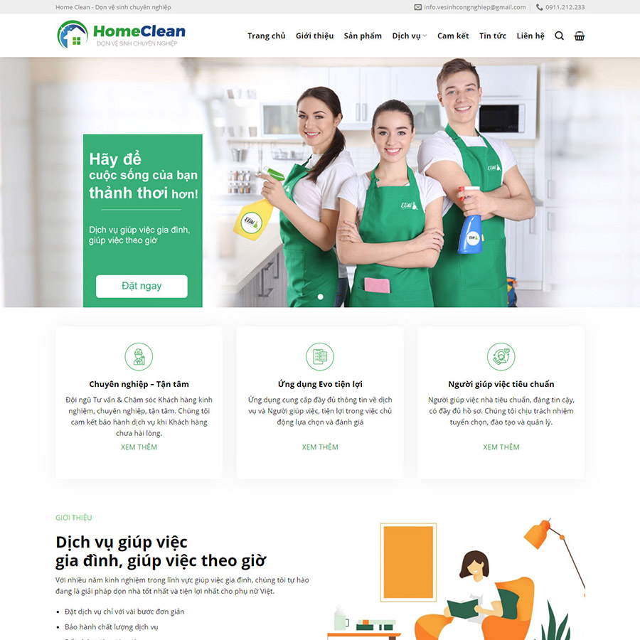 Theme WordPress dịch vụ dọn nhà