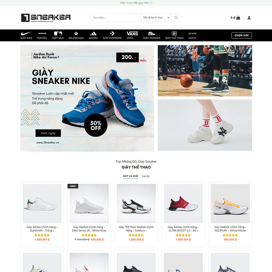 Theme wordpress bán giày Sneaker