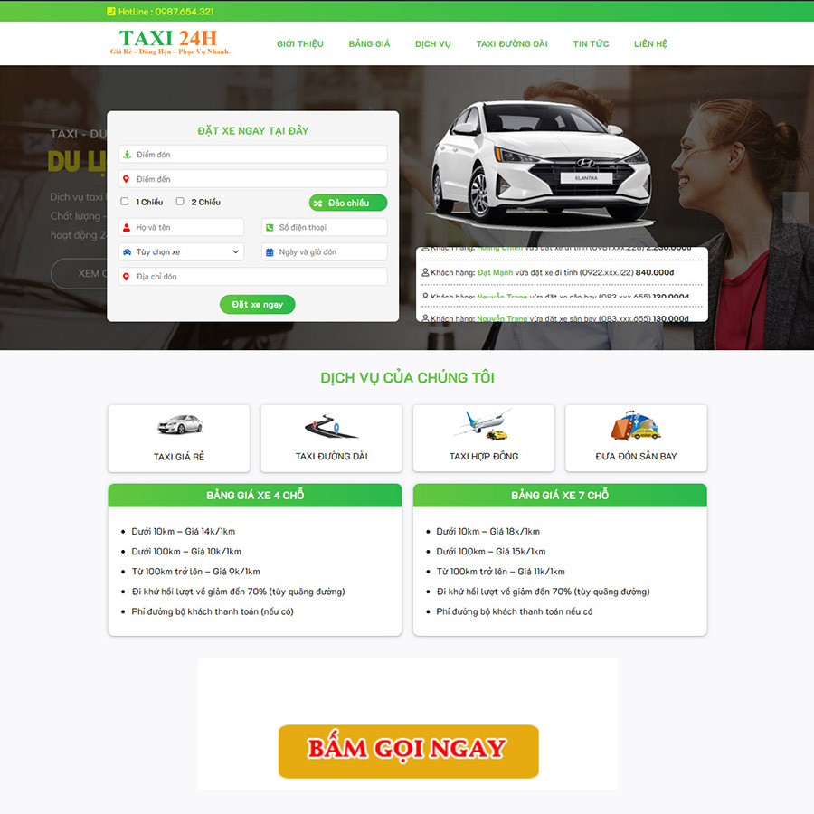 Theme wordpress dịch vụ taxi