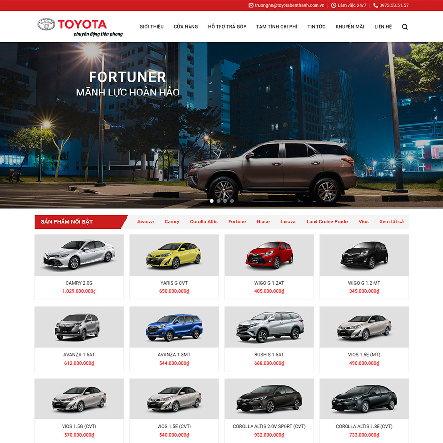 Theme wordpress bán ô tô đẹp – Mẫu Toyota 01