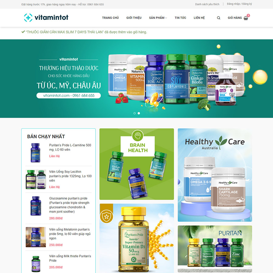 Theme wordpress bán vitamin, thực phẩm chức năng